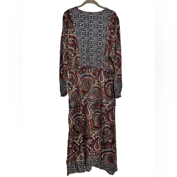 🎯 Knox Rose Maxi Dress Womens Large Night Sky Paisley Button Front Boho Cottage - Picture 3 of 9